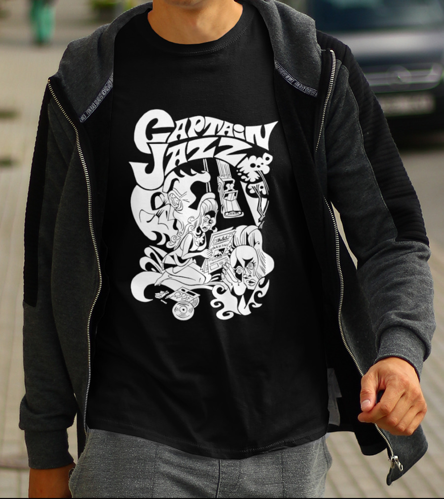 Captain Jazz Comic Retro Music Vibes T-Shirt