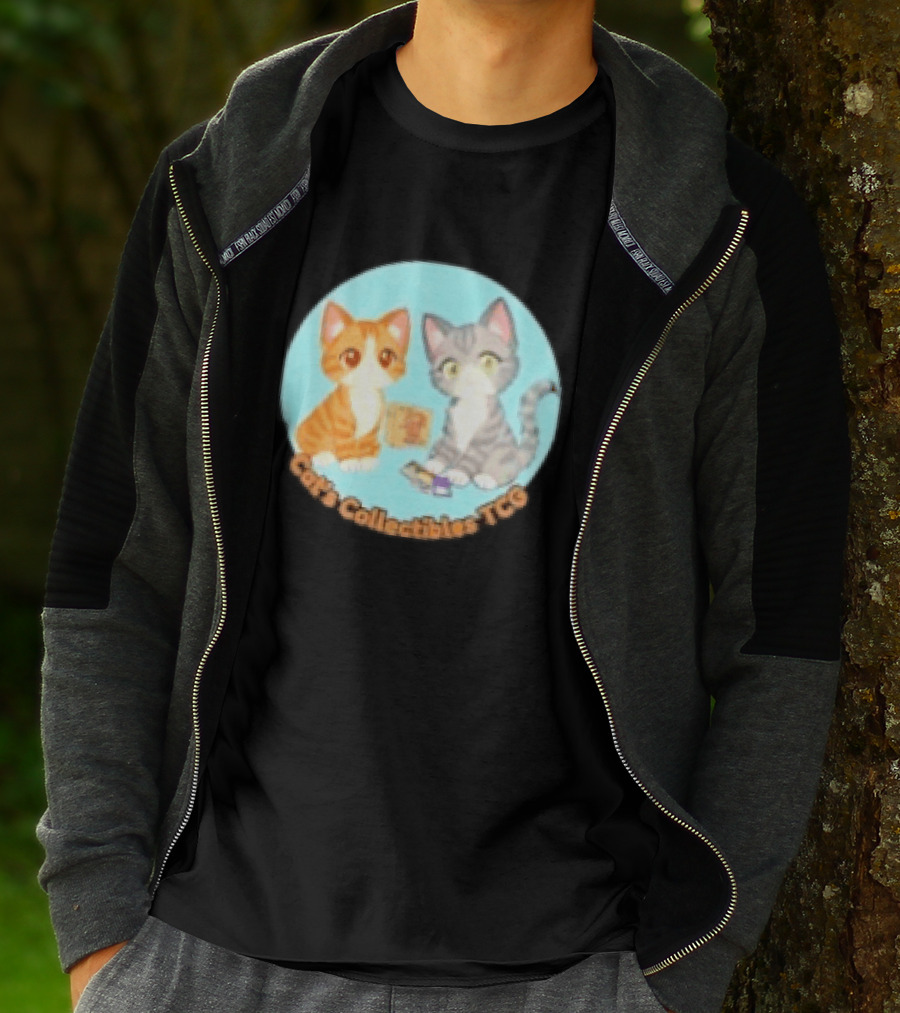 Cat's Collectibles TCG Cute Cartoon Cats Holding Trading Cards T-Shirt