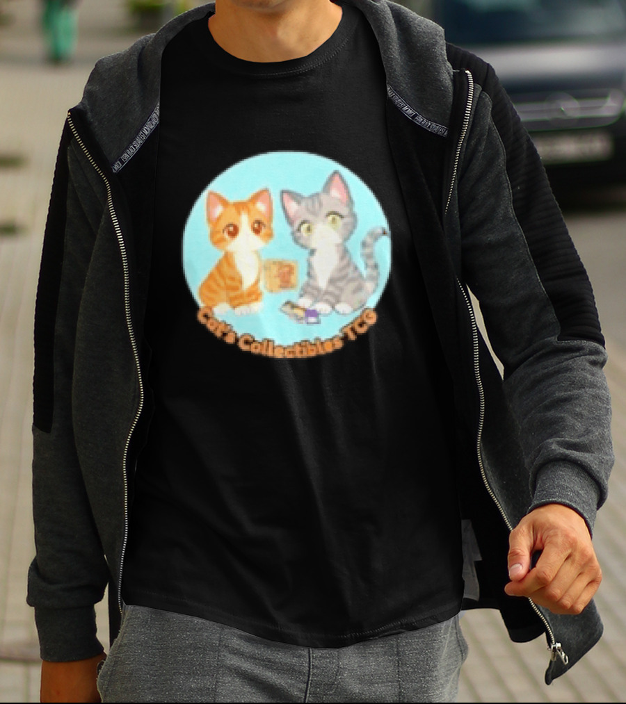 Cat's Collectibles TCG Cute Cartoon Cats Holding Trading Cards T-Shirt