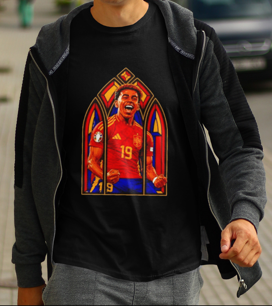 Lamine Yamal Spain National Team Number 19 Stained Glass Artistry T-Shirt