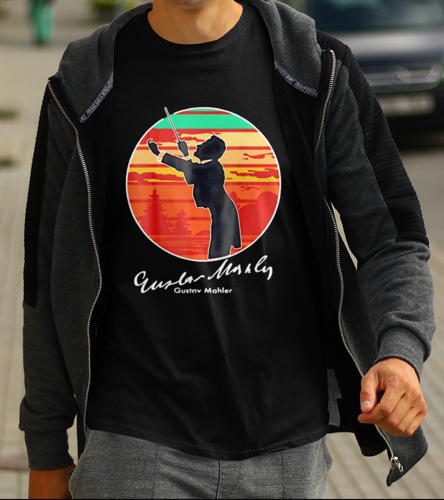 Gustav Mahler Conducting Silhouette With Vibrant Sunset T-Shirt