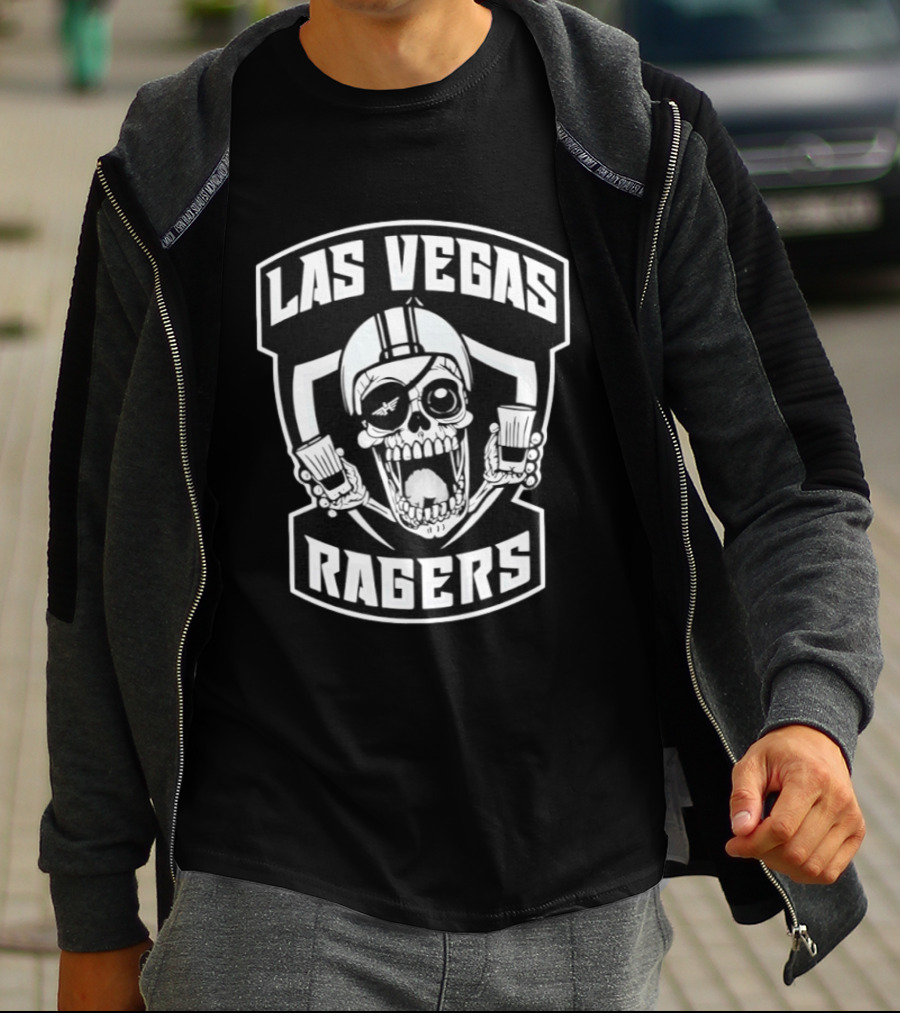 Las Vegas Ragers Skull With Shot Glasses T-Shirt