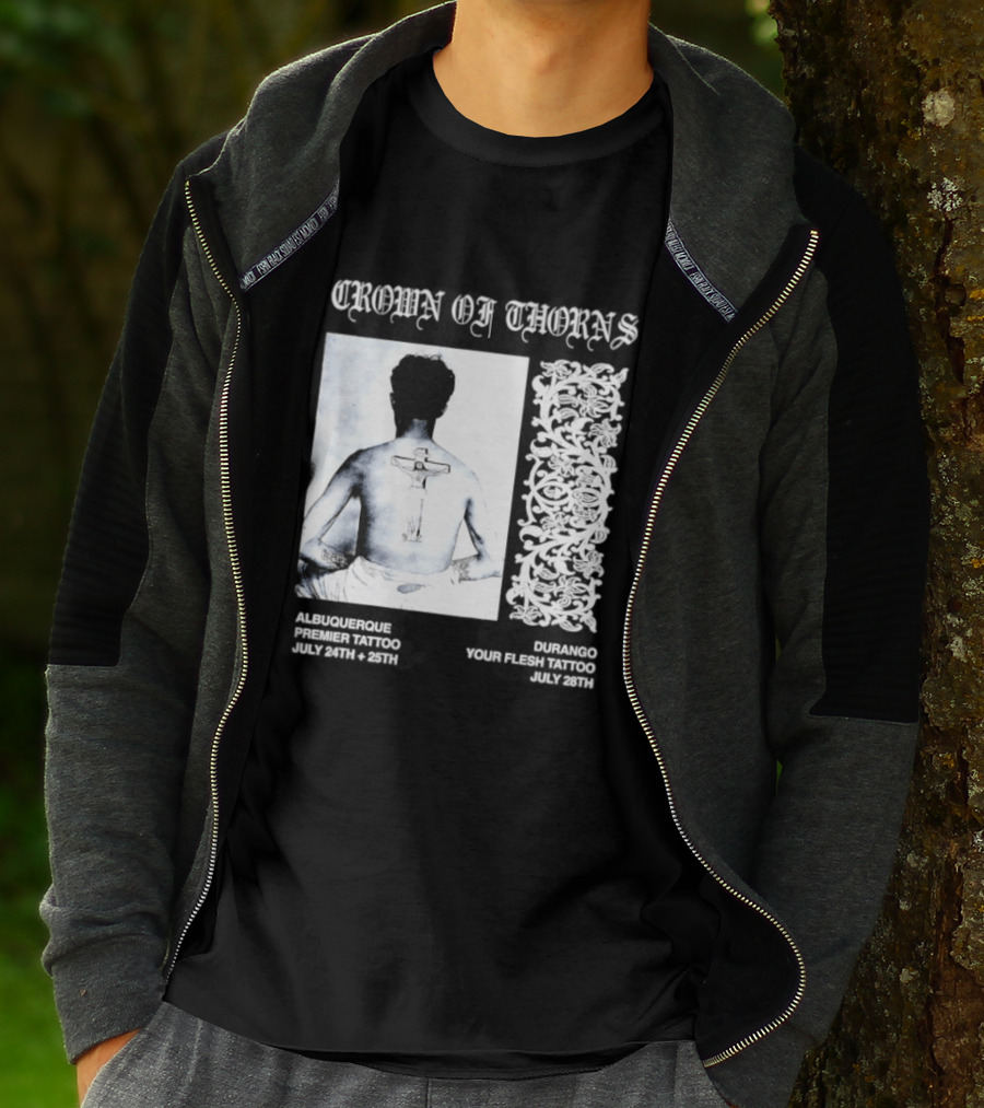 Crown Of Thorns Tattoo Event Albuquerque Premier Durango Your Flesh July Dates T-Shirt