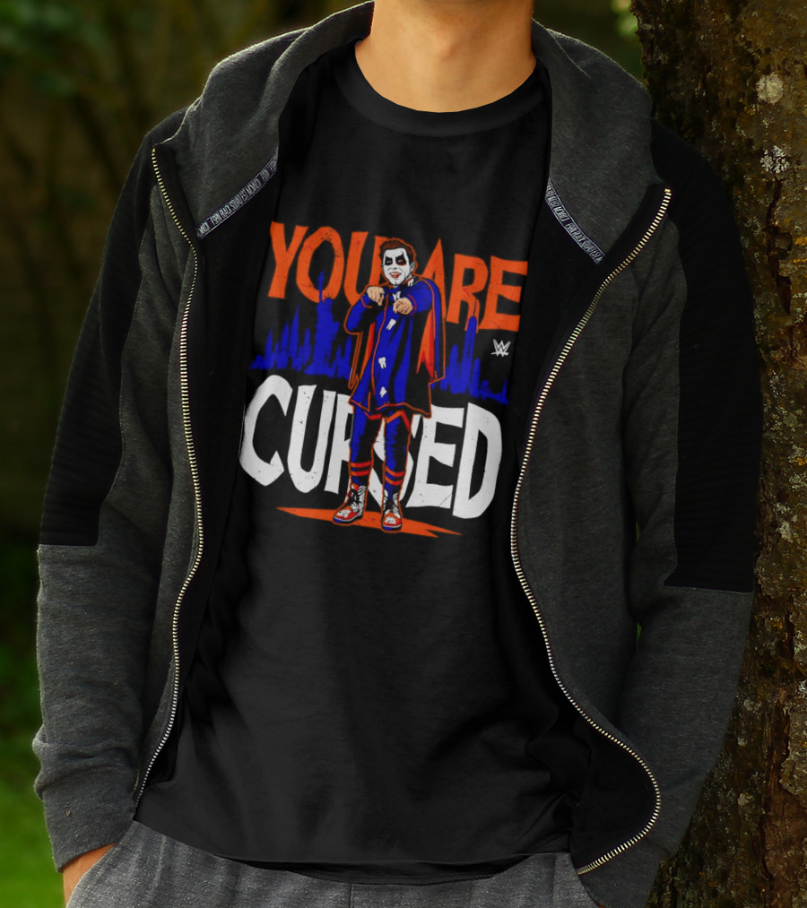 Danhausen You Are Cursed WWE Distressed Orange Blue Jokerface T-Shirt