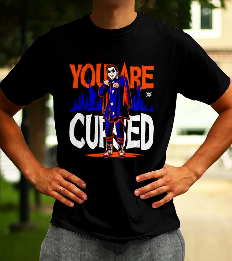Danhausen You Are Cursed WWE Distressed Orange Blue Jokerface T-Shirt
