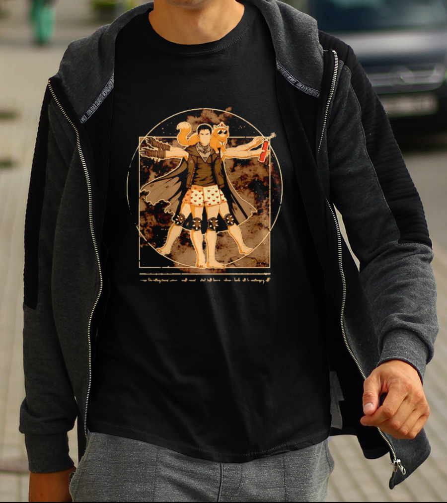 Dungeon Crawler Carl And Princess Donut Vitruvian Man Pose T-Shirt