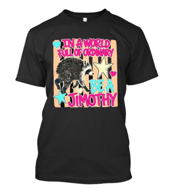 In A World Full Of Ordinary Be A Jimothy Raccoon With Stars And Hearts T-Shirt