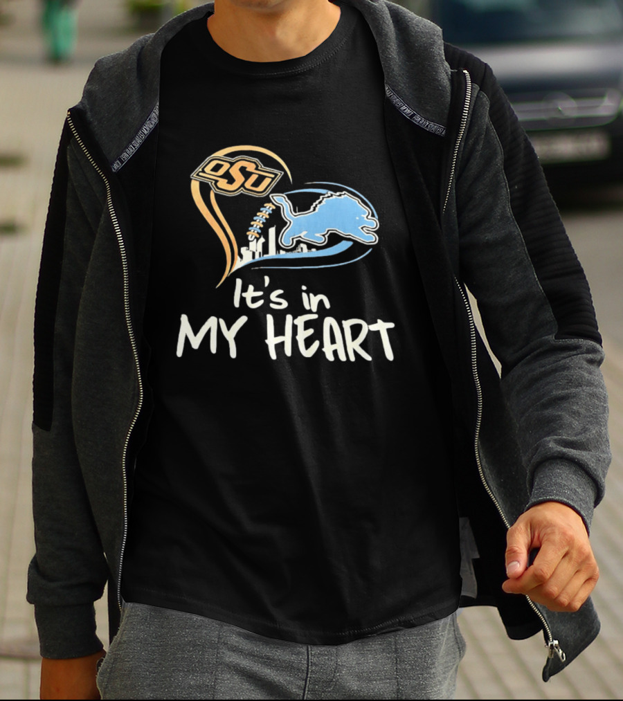 OSU And Detroit Lions Heart Graphic Connection T-Shirt