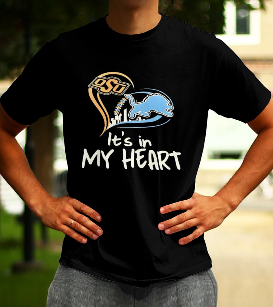 OSU And Detroit Lions Heart Graphic Connection T-Shirt