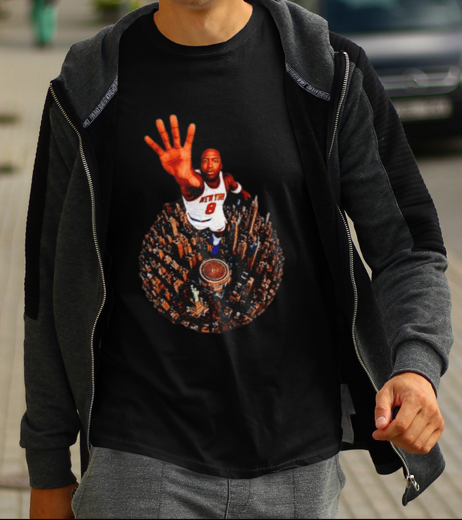 New York Knicks No 8 Aerial Cityscape Legend T-Shirt