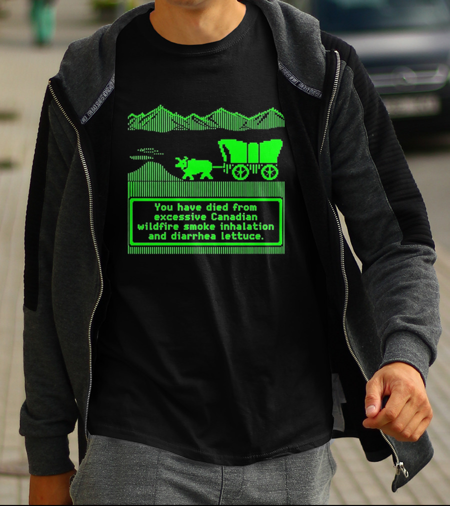 Oregon Trail You Have Died From Excessive Canadian Wildfire Smoke Inhalation And Diarrhea Lettuce T-Shirt