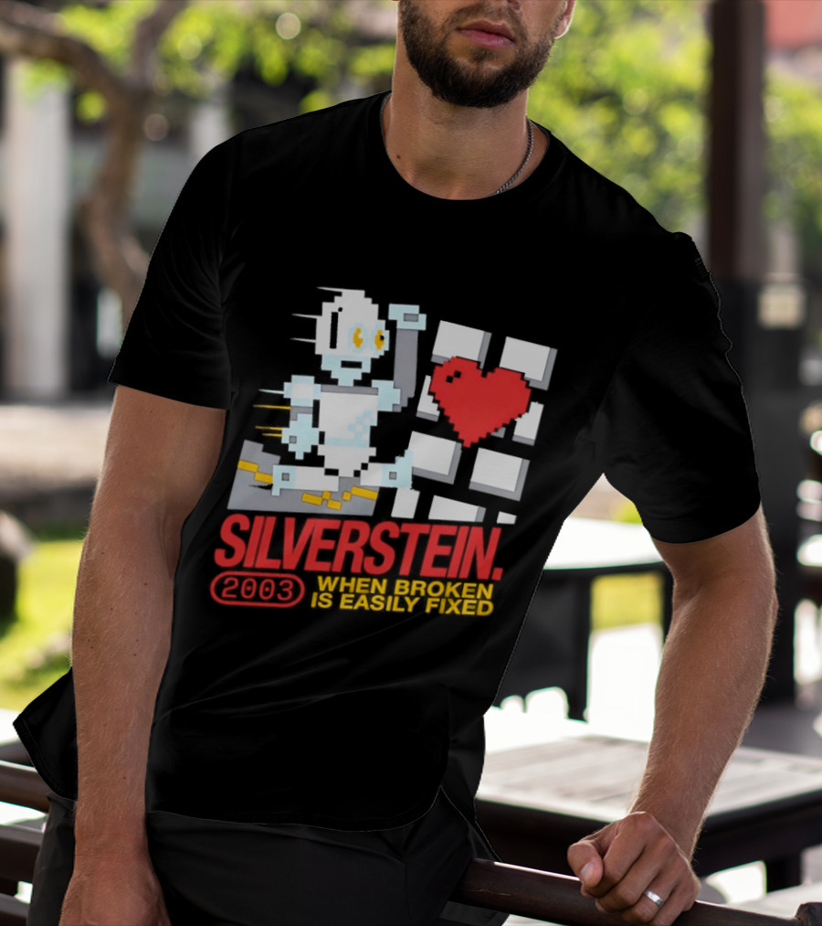 Silverstein 2003 When Broken Is Easily Fixed Pixel Robot Heart T-Shirt