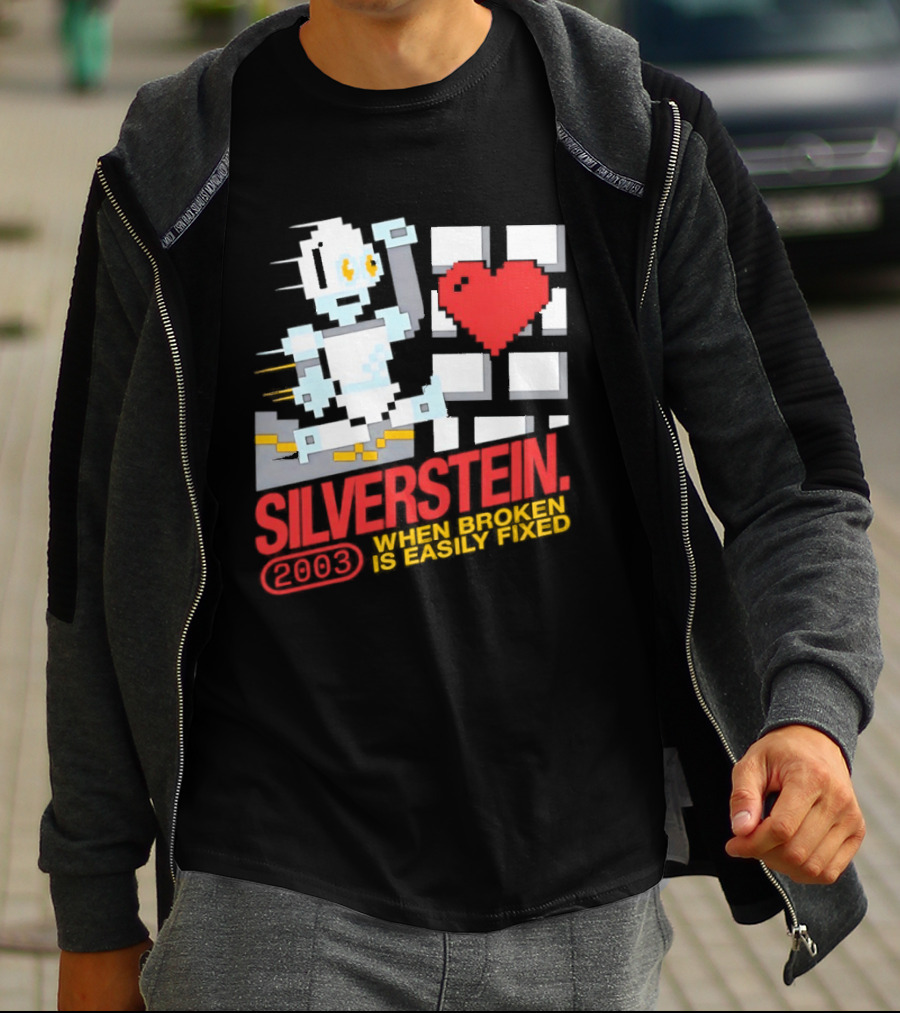 Silverstein 2003 When Broken Is Easily Fixed Pixel Robot Heart T-Shirt