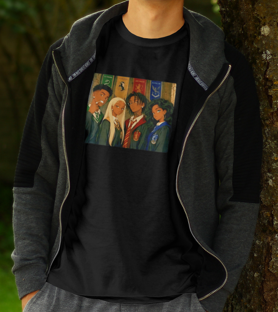 Slytherin Hufflepuff Gryffindor Ravenclaw Hogwarts Students Anime Characters T-Shirt
