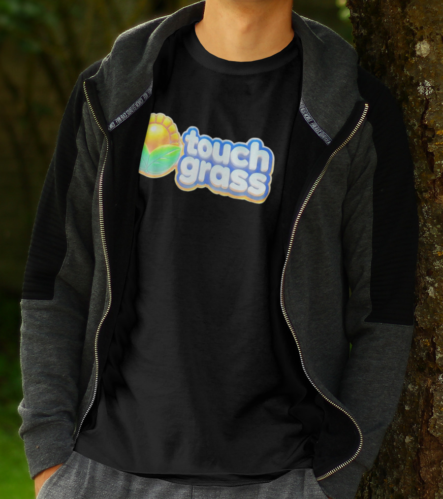 Touch Grass Plants Vs Zombies Sunflower Gaming Meme T-Shirt