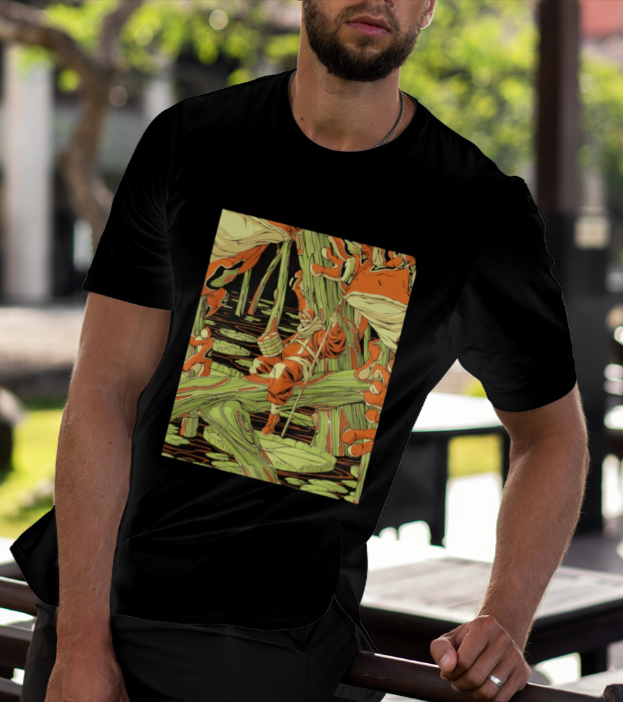 Swamp Explorer With Giant Frogs Wilderness Adventure T-Shirt
