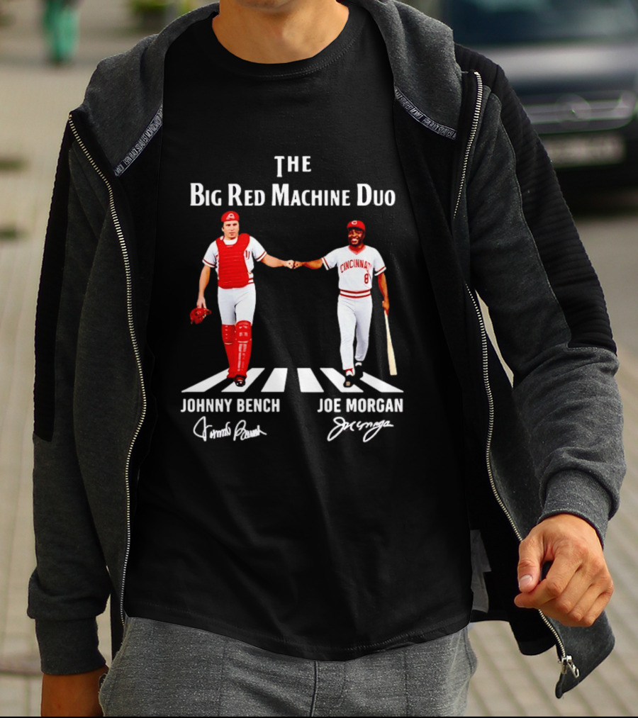 The Big Red Machine Duo Johnny Bench Joe Morgan Cincinnati Reds Fist Bump T-Shirt