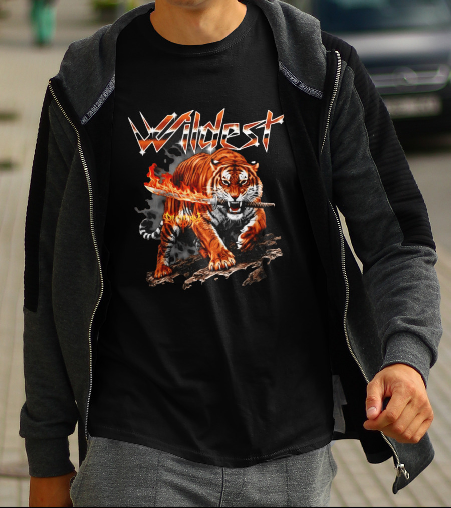 Wildest Tiger With Flaming Katana T-Shirt