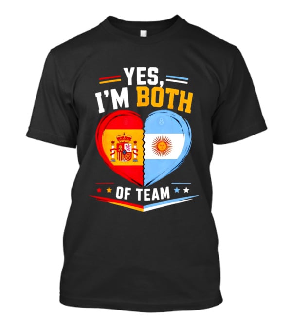 Yes I'm Both Team Spain And Argentina Heart Flags T-Shirt
