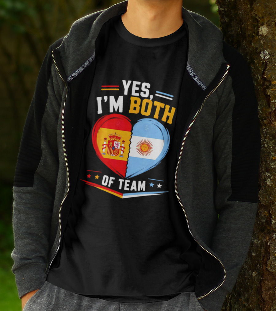 Yes I'm Both Team Spain And Argentina Heart Flags T-Shirt
