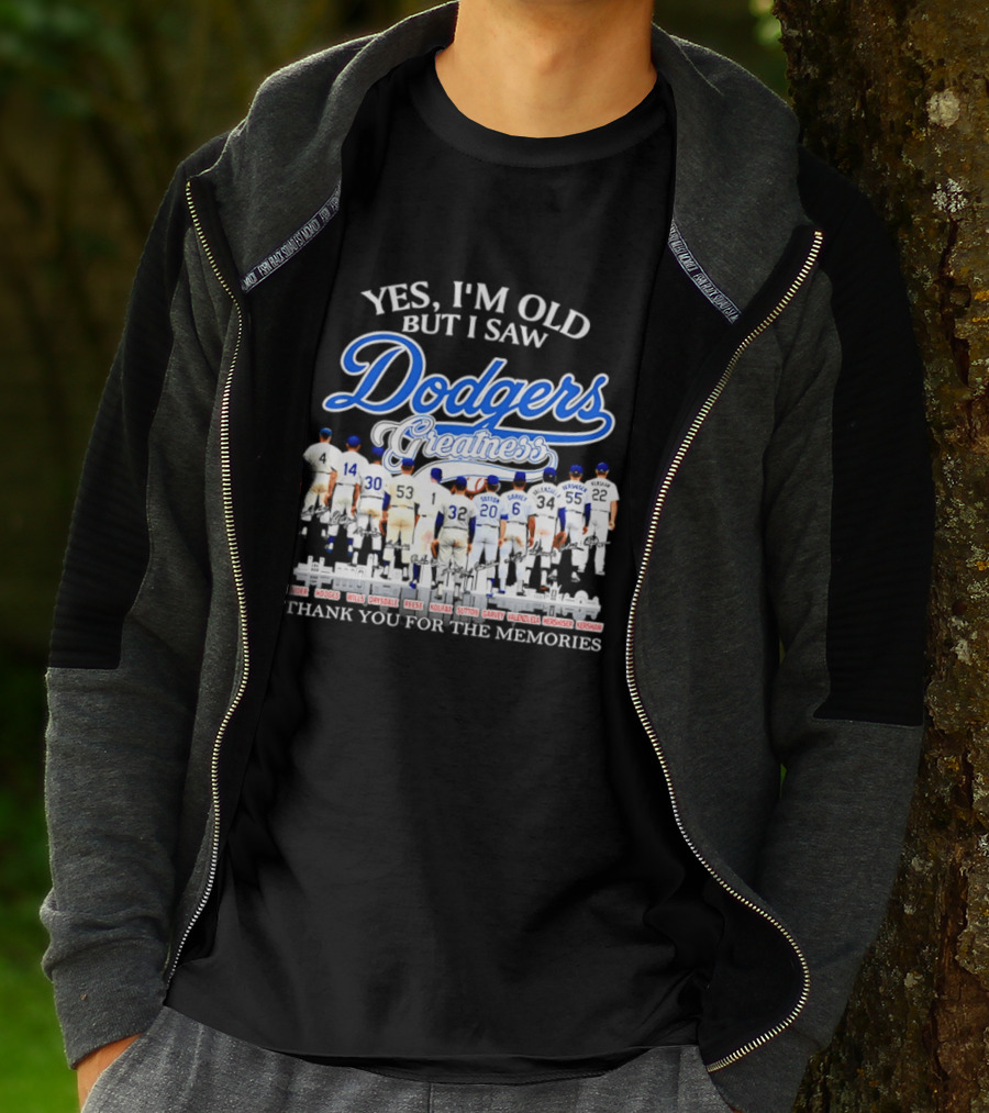 Yes I’m Old But I Saw Dodgers Greatness Skyline Thank You For The Memories Signatures T-Shirt