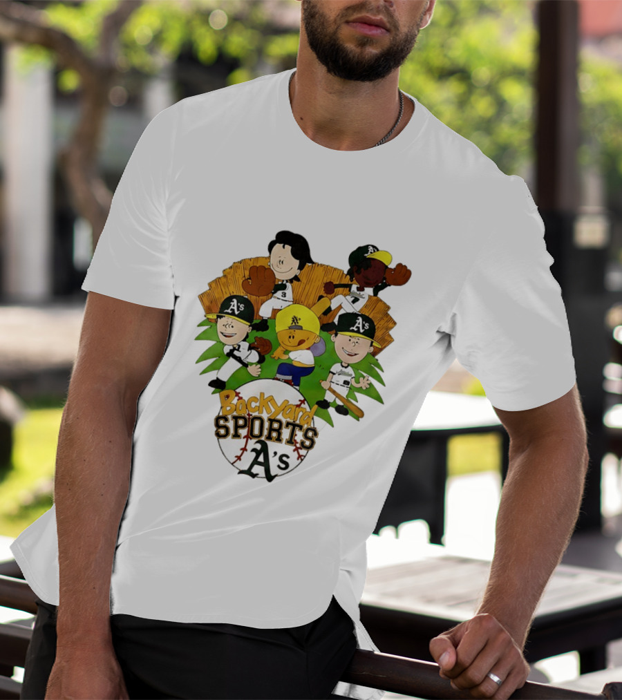 Backyard Sports A's Oakland Athletics MLB Characters Playing Baseball T-Shirt