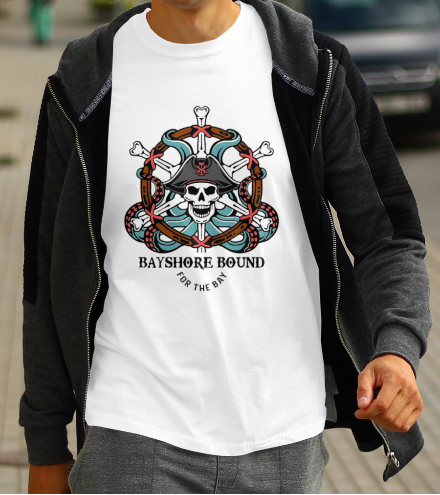 Bayshore Bound Pirate Skull For The Bay Adventure T-Shirt