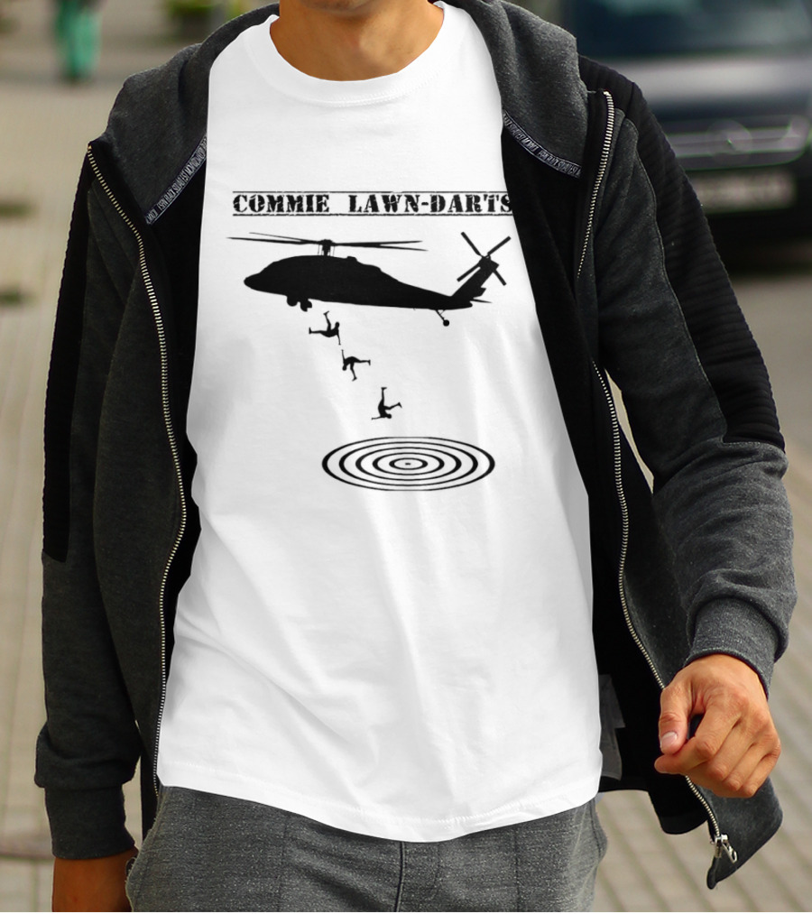Commie Lawn Darts Helicopter Paratrooper Meme Target Landing T-Shirt