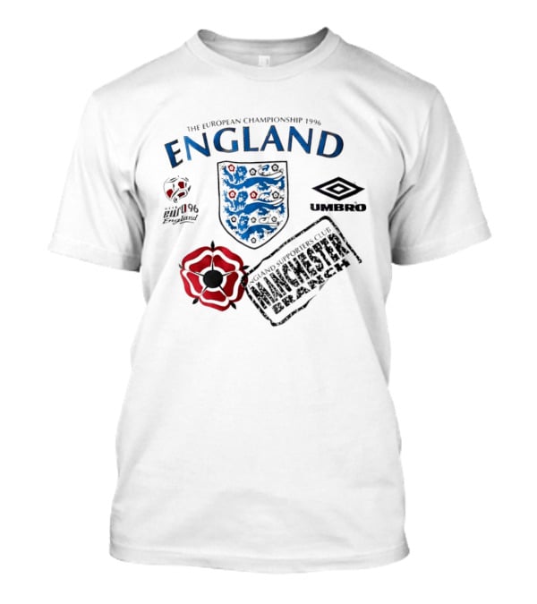 The European Championship 1996 England Supporters Club Manchester Branch Umbro Euro 96 T-Shirt