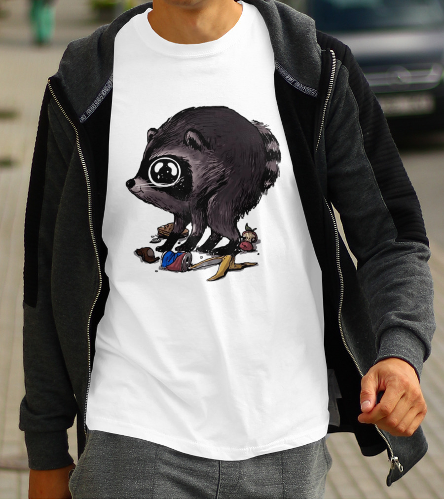 Jimothy Raccoon With Trash And Banana Peel T-Shirt