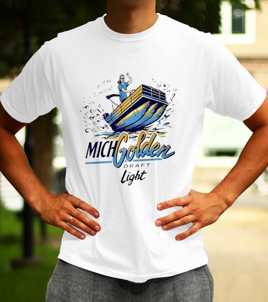 Michelob Golden Draft Light Getting Tooned Up Boat Adventure T-Shirt