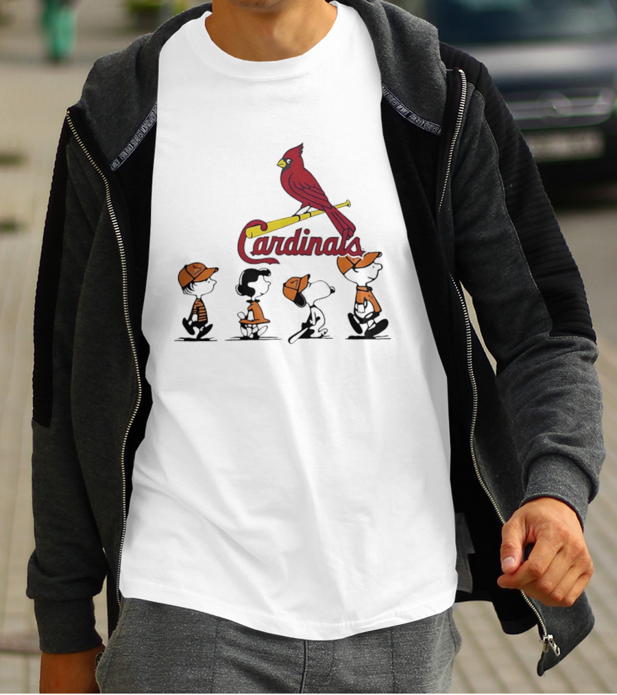 Peanuts Characters St Louis Cardinals Baseball Team Collaboration T-Shirt