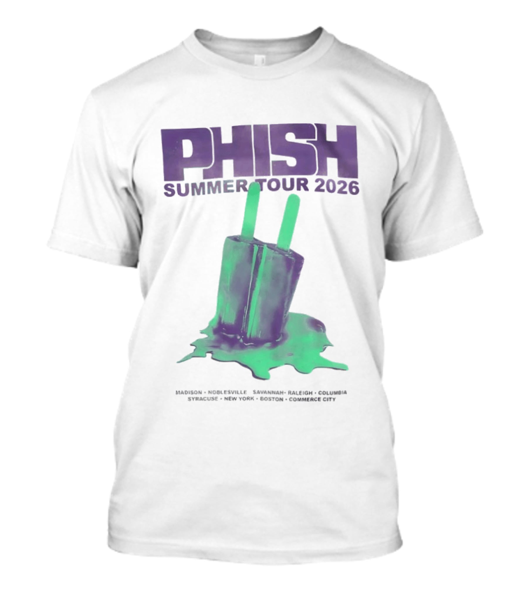 Phish Summer Tour 2026 Madison Noblesville Savannah Raleigh Columbia Syracuse NY Boston Pop T-Shirt