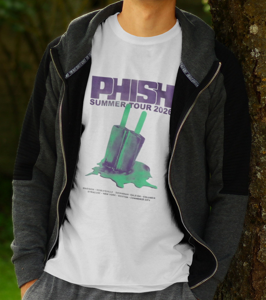 Phish Summer Tour 2026 Madison Noblesville Savannah Raleigh Columbia Syracuse NY Boston Pop T-Shirt