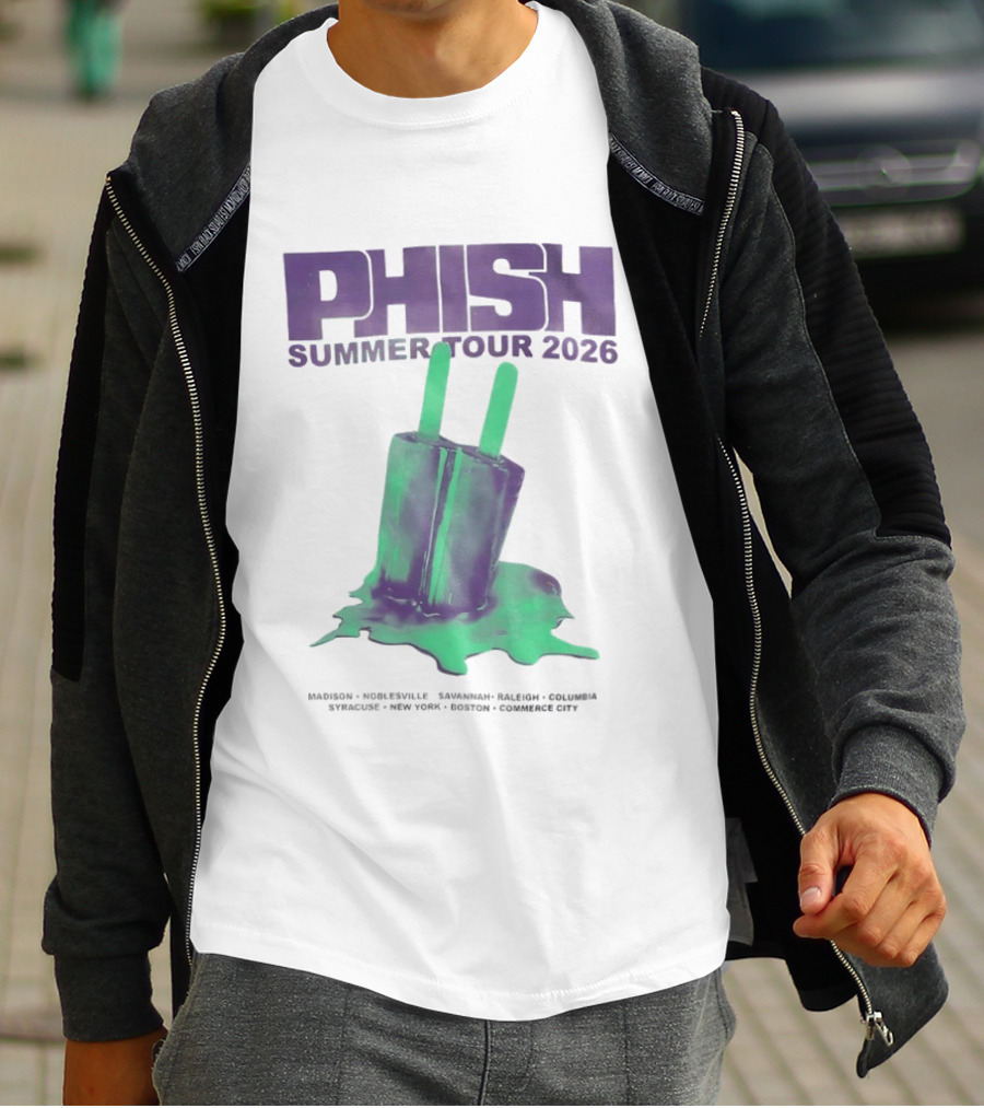 Phish Summer Tour 2026 Madison Noblesville Savannah Raleigh Columbia Syracuse NY Boston Pop T-Shirt