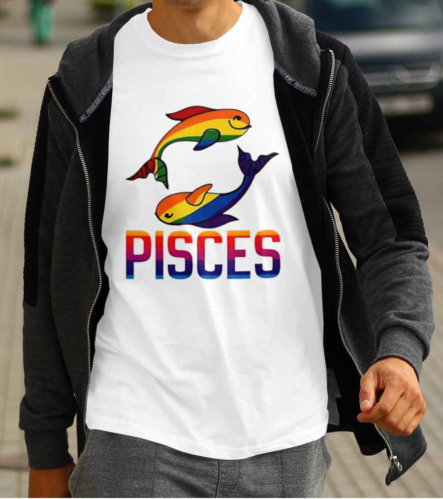 Pisces Fish Rainbow LGBT Pride T-Shirt