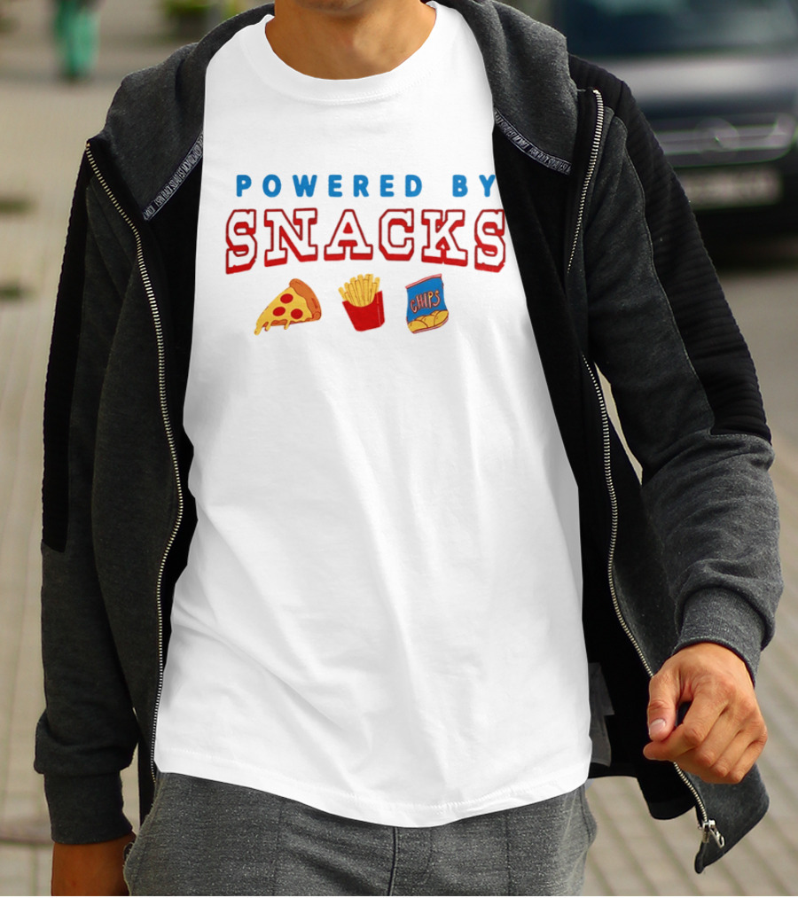 Powered By Snacks Pizza Fries Chips T-Shirt