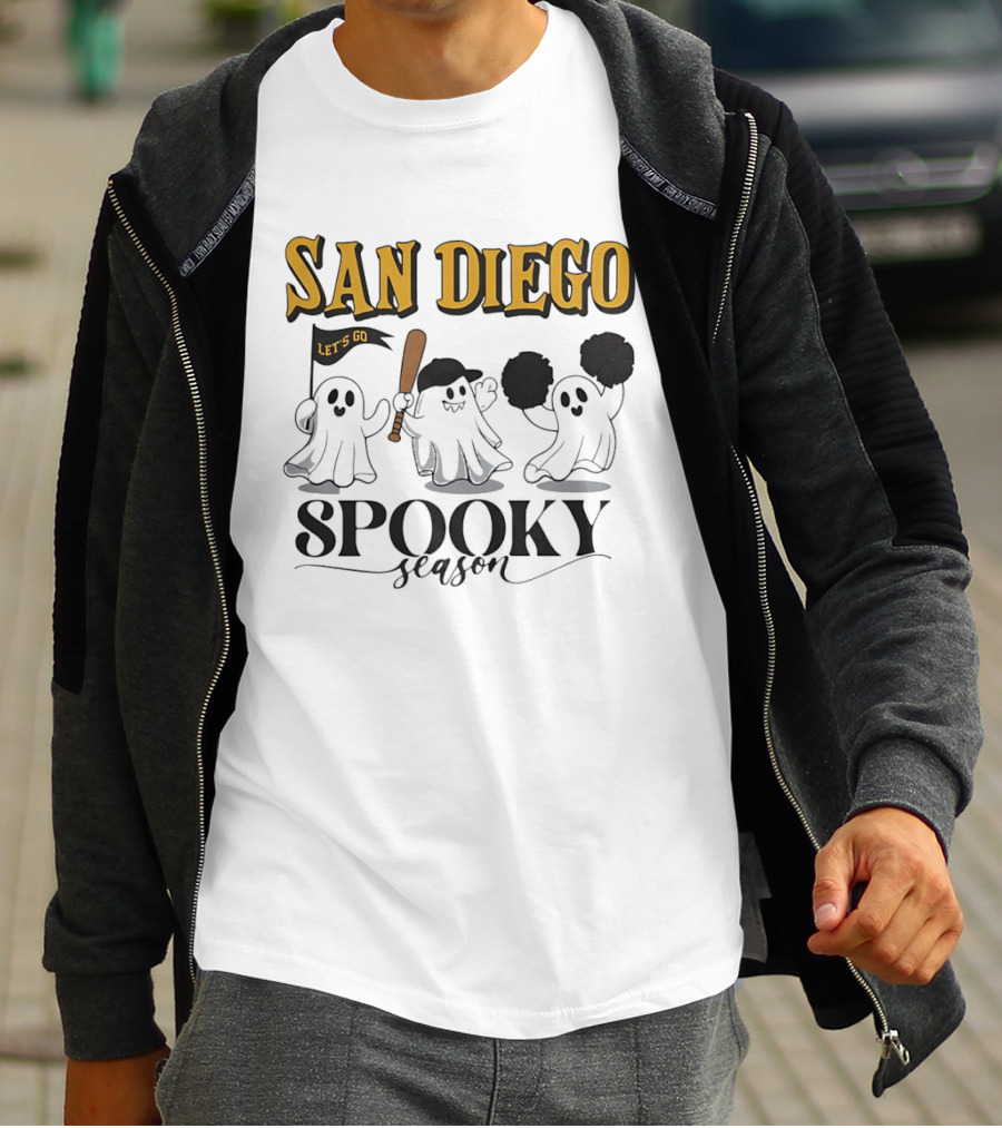 San Diego Let's Go Ghosts Spooky Season Baseball T-Shirt