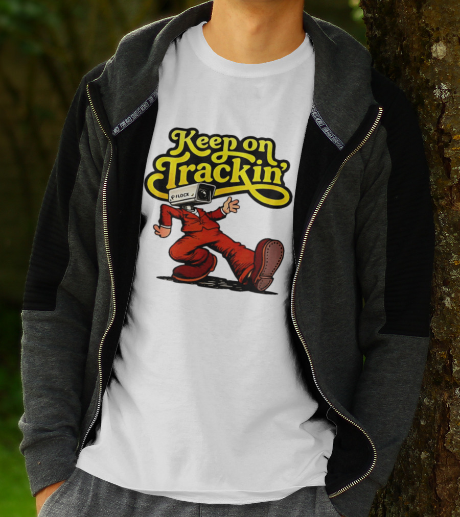 Keep On Trackin' Security Camera Head Person Walking T-Shirt