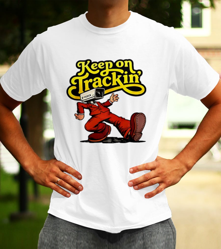 Keep On Trackin' Security Camera Head Person Walking T-Shirt