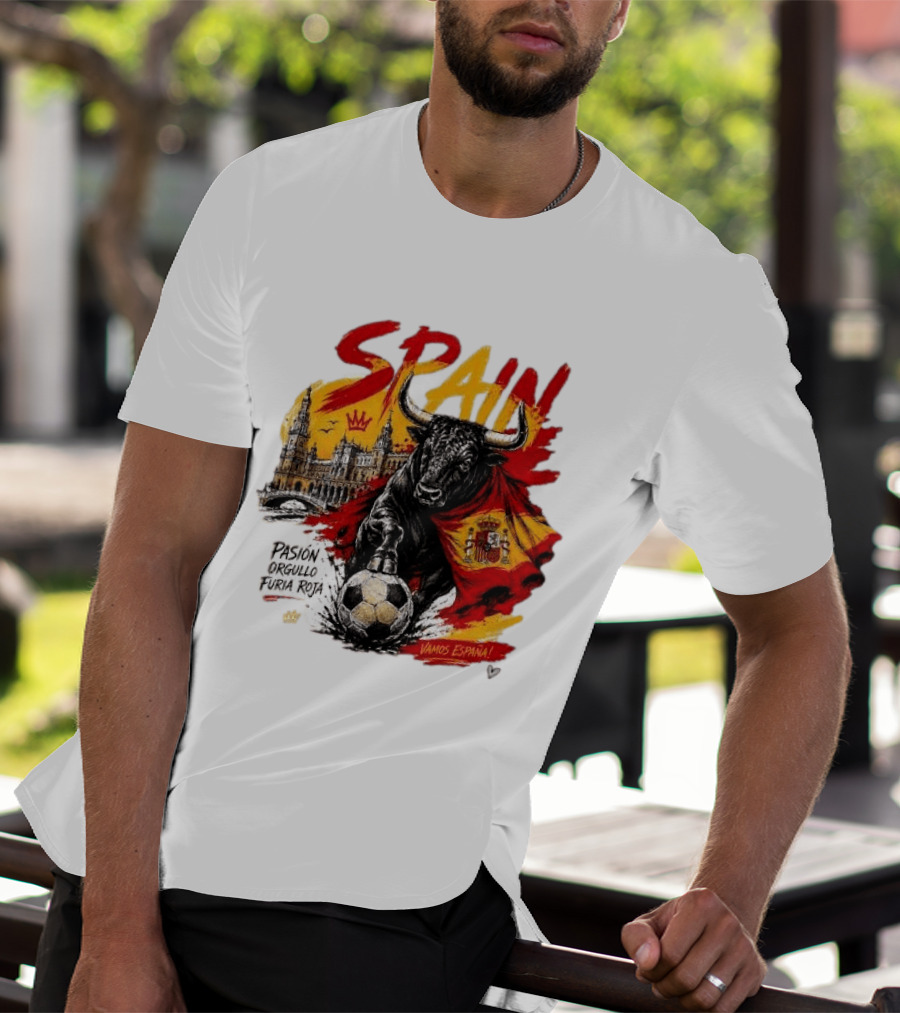 Spain Pasión Orgullo Furia Roja Vamos España Bull Flag 2026 T-Shirt