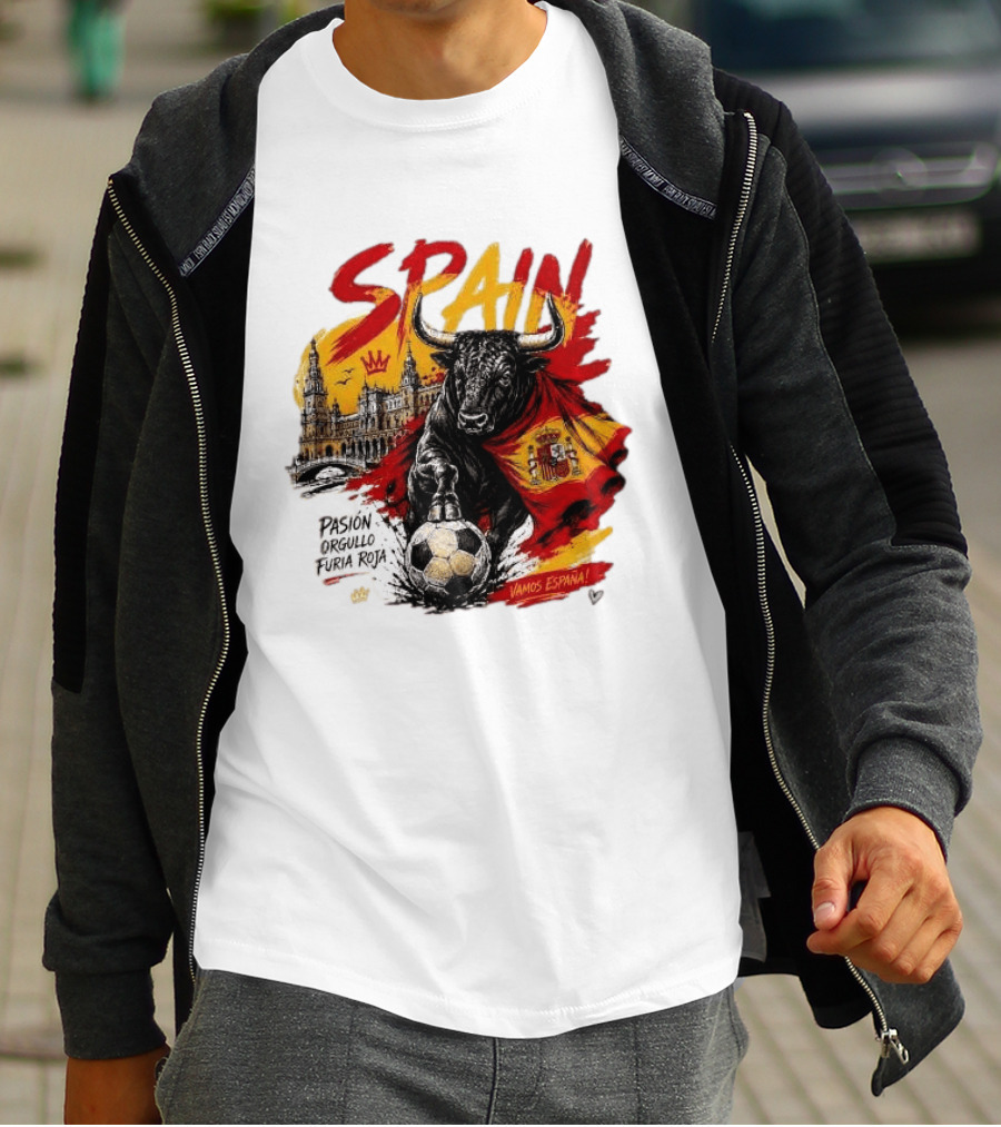 Spain Pasión Orgullo Furia Roja Vamos España Bull Flag 2026 T-Shirt
