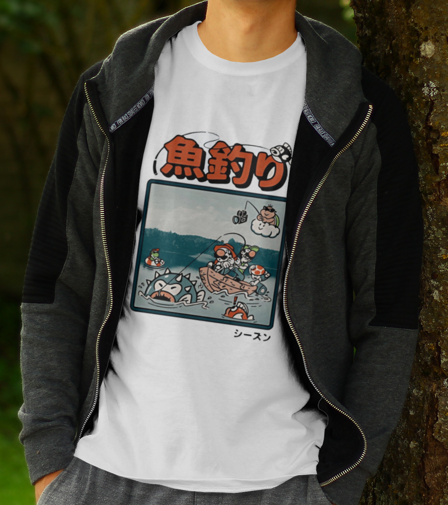 Super Mario Fishing Season Luigi Yoshi Toad Bowser Japan T-Shirt
