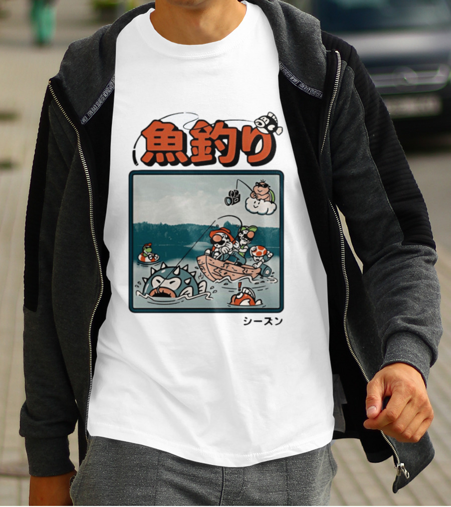 Super Mario Fishing Season Luigi Yoshi Toad Bowser Japan T-Shirt