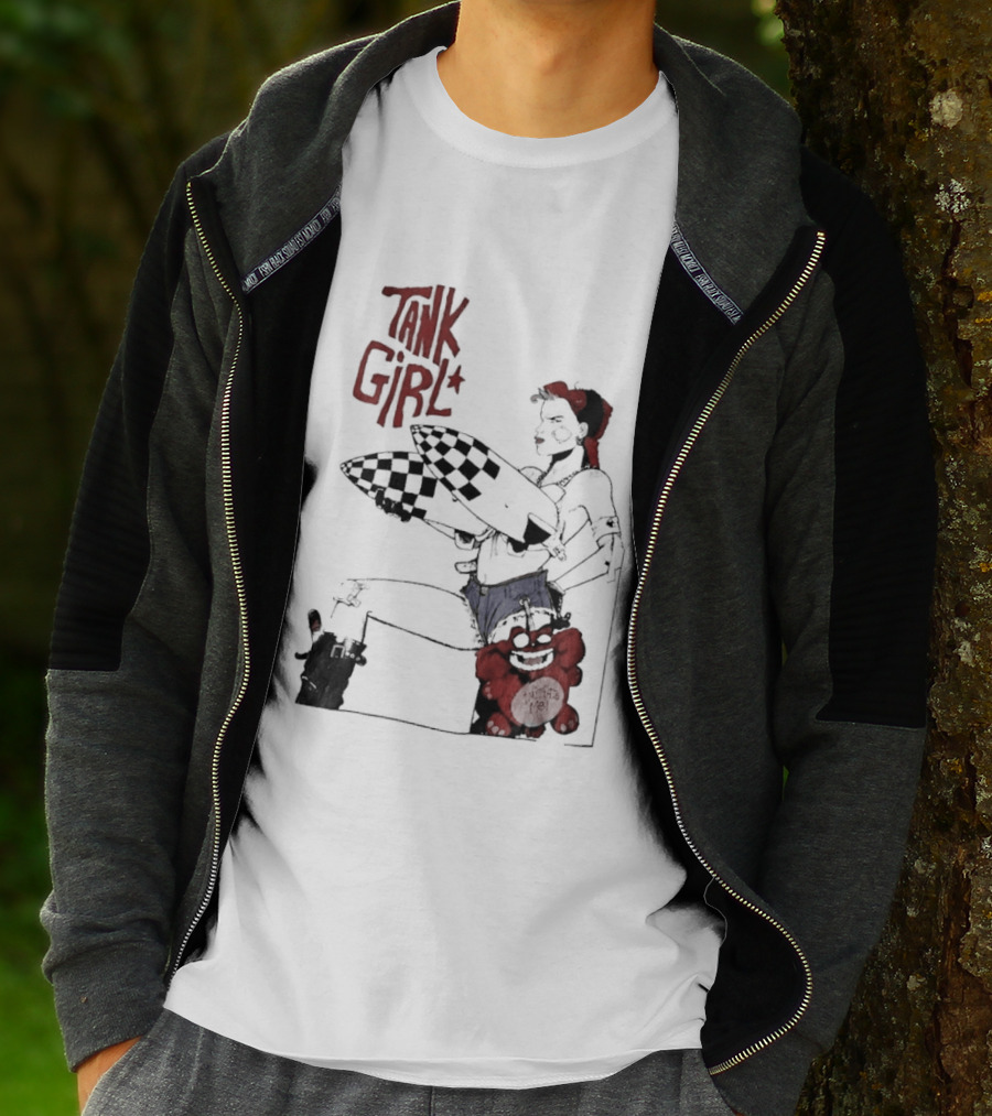 Tank Girl Checkered Missiles Red Text With Plush Toy T-Shirt