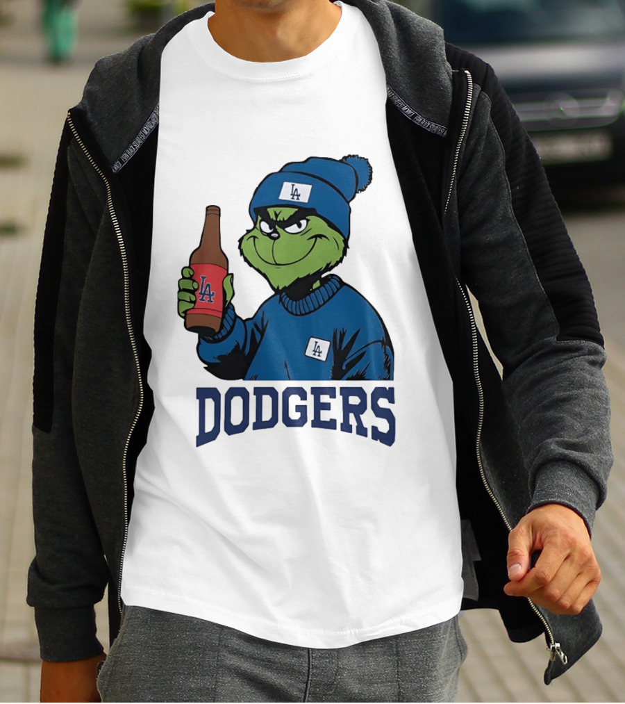 Los Angeles Dodgers MLB Christmas Grinch Beanie And Sweater T-Shirt