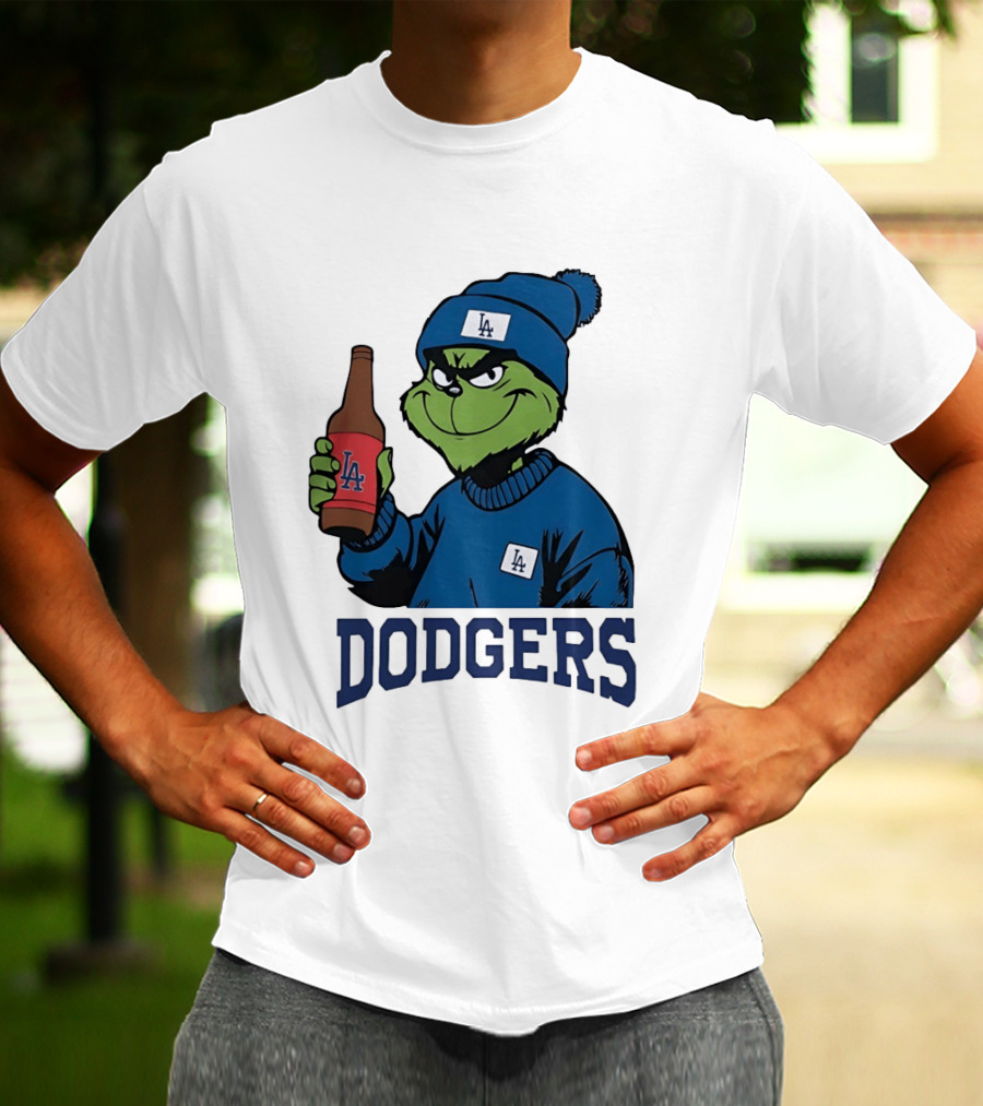Los Angeles Dodgers MLB Christmas Grinch Beanie And Sweater T-Shirt