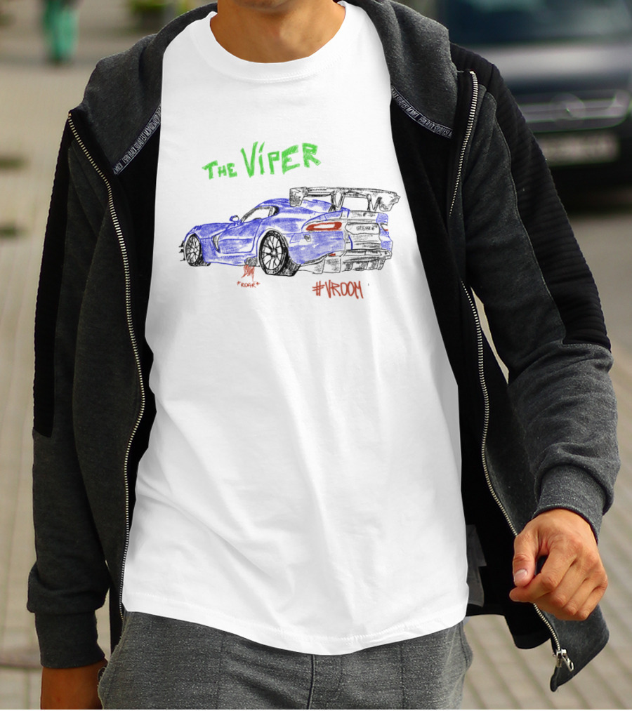 The Viper Dodge Viper Car Vroom Racing Sketch T-Shirt