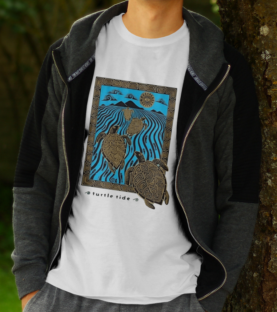 Turtle Tide Ocean Sea Life Coastal Nautical Waves And Sun T-Shirt