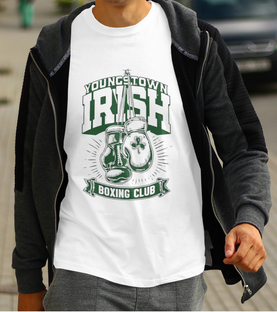 Youngstown Irish Boxing Club Gloves And Shamrock T-Shirt